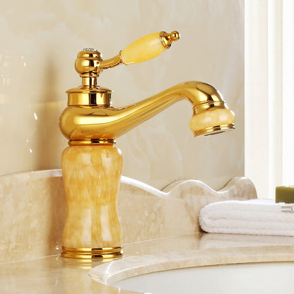 Traditional Single-Hole Bathroom Faucet, Single-Handle Brass Basin Faucet