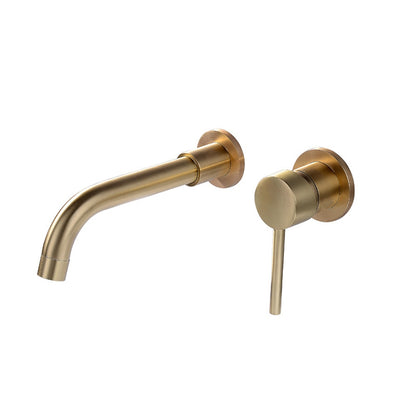 Rotatable Spout Wall-Mount Bathroom Faucet, Single-Handle Brass Basin Tap, Chrome / Matte Black / Brushed Gold