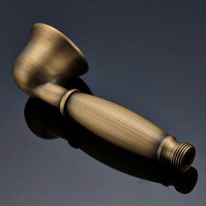 Traditional Antique Brass Handheld Shower Head, Vintage Sprayer with Flexible Shower Hose