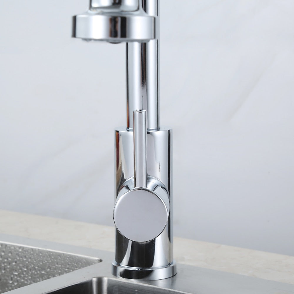 Stainless Steel Pre-Rinse Kitchen Faucet, Single-Handle Pull-Down Faucet, Chrome / Brushed Nickel