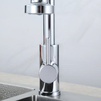 Stainless Steel Pre-Rinse Kitchen Faucet, Single-Handle Pull-Down Faucet, Chrome / Brushed Nickel