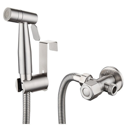 Brushed Stainless Steel Handheld Bidet Sprayer, Pressurized Toilet Cleaning Sprayer / Hose Kit