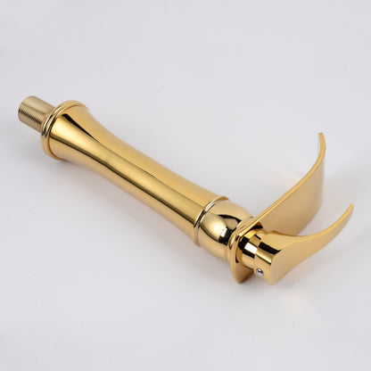 Polished Gold Waterfall Vessel Sink Faucet, Single-Handle Brass Bathroom Faucet