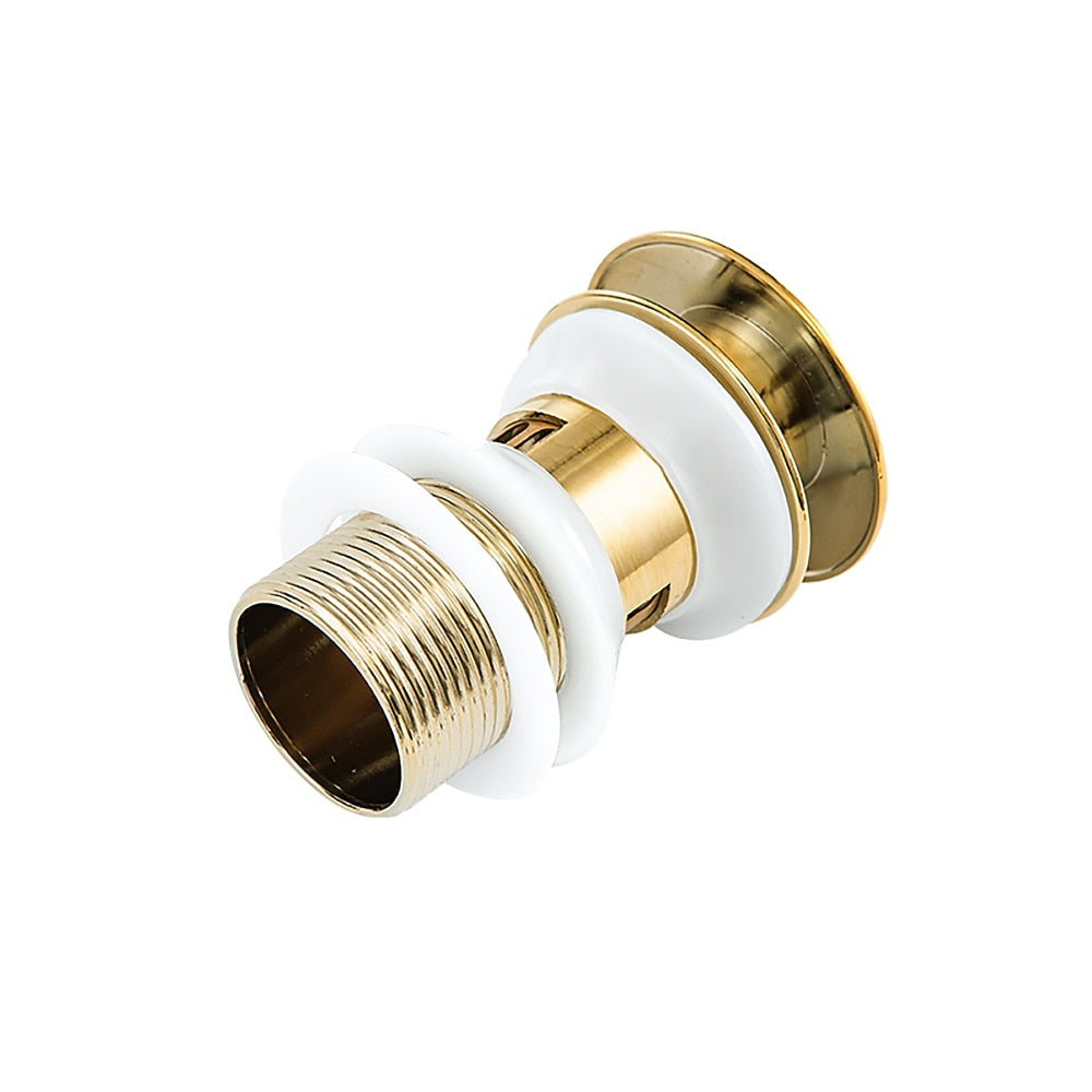 Polished Gold Contemporary Brass Pop-Up Sink Drain Stopper, Vanity Vessel Sink Drain Assembly with Overflow