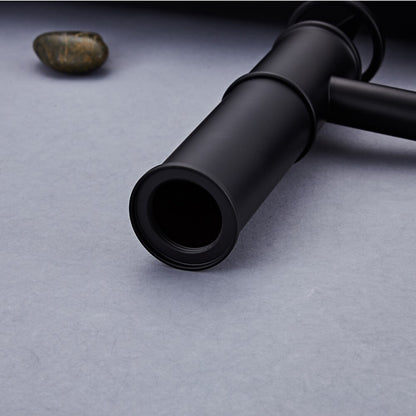 Matte Black Industrial Single-Hole Vessel Sink Faucet, Single Wheel Handle Brass Bathroom Faucet