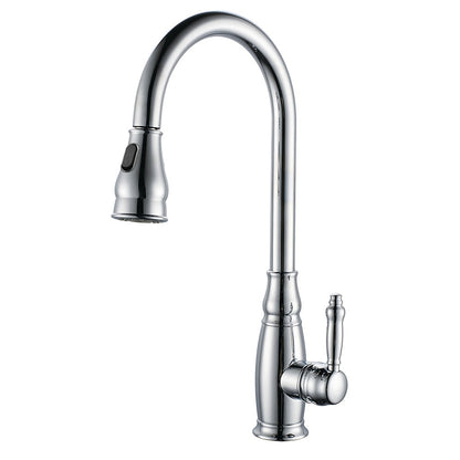 Traditional High-Arc Pull-Down Kitchen Faucet, Single-Handle Single-Hole Brass Faucet, Oil-Rubbed Bronze / Chrome / Brushed Nickel / Polished Gold