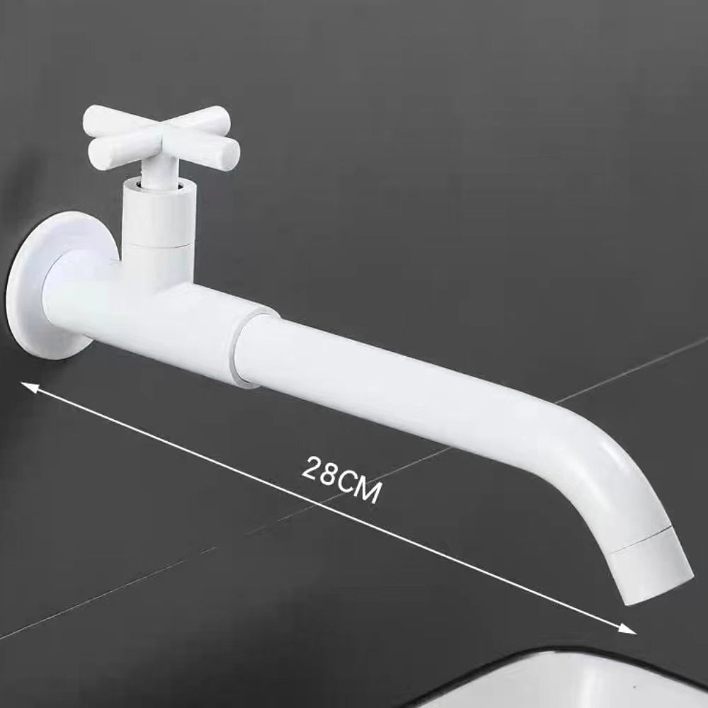 Wall-Mount Single-Hole Bathroom Faucet, Single Cross Handle Cold Water Faucet, Chrome / Matte Black / Polished Gold / Antique Brass / Matte White