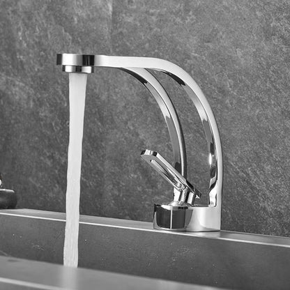 Modern Single-Hole Bathroom Faucet, Single-Handle High Arc Faucet, Matte Black / Chrome / Brushed Gold / Matte White / Gunmetal / Two-Tone
