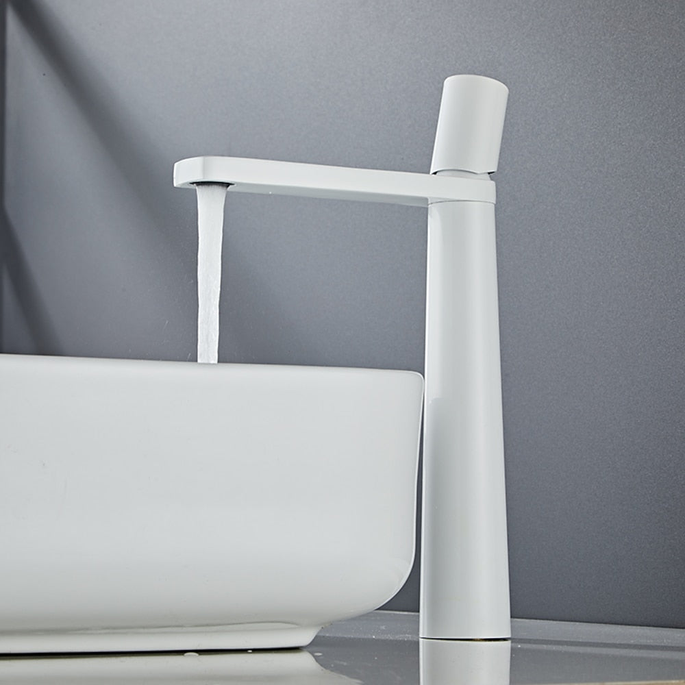 Modern Tall Single-Hole Vessel Faucet, Single-Handle Brass Bathroom Faucet