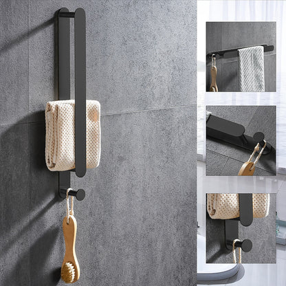 Modern Wall-Mounted Stainless Steel Towel Bar, Self-Adhesive Towel Rack with Integrated Hook, Matte Black / Chrome / Brushed Nickel / Brushed Gold