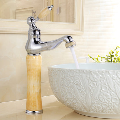 Vintage Single-Hole Bathroom Faucet, High Arc Brass Faucet