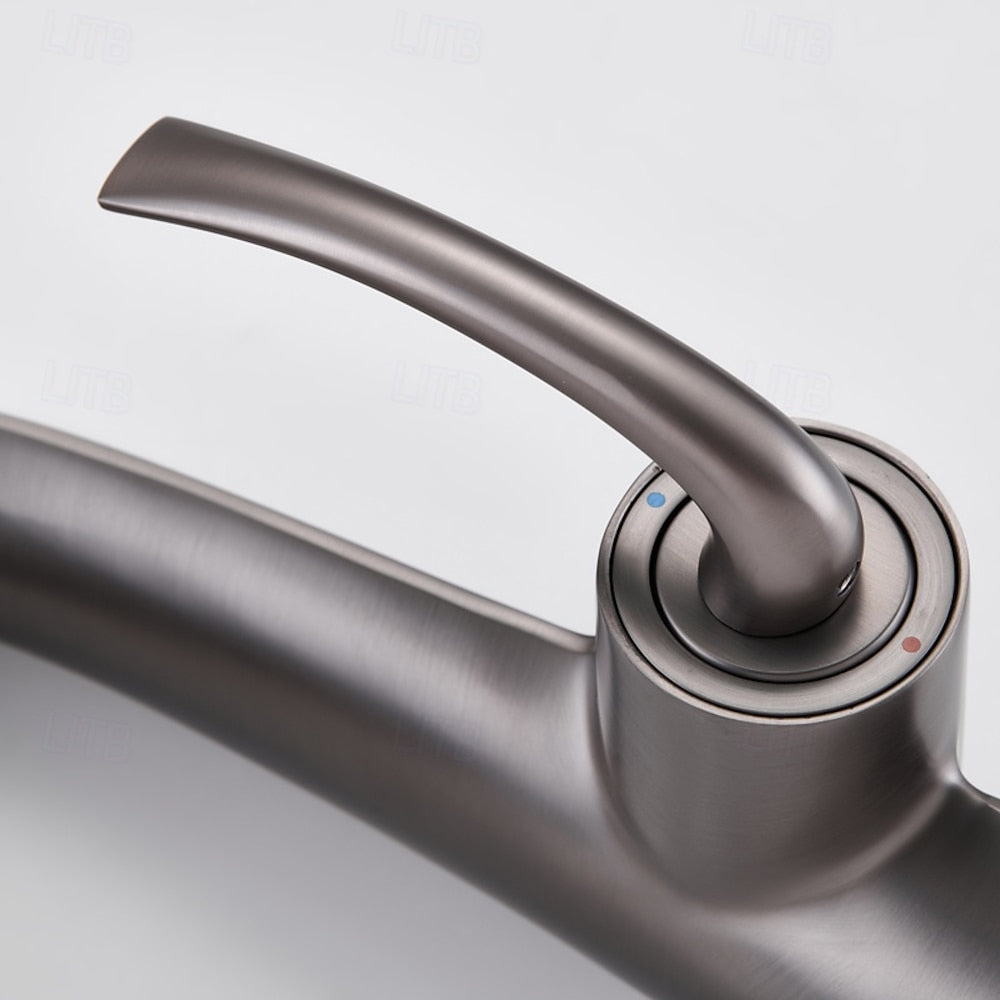 Modern Single-Hole Bathroom Faucet, Single-Handle High-Arc Faucet, Matte White / Chrome / Polished Gold / Matte Black / Brushed Gold / Rose Gold / Gunmetal
