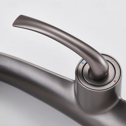 Modern Single-Hole Bathroom Faucet, Single-Handle High-Arc Faucet, Matte White / Chrome / Polished Gold / Matte Black / Brushed Gold / Rose Gold / Gunmetal
