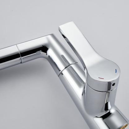 Pull-Out Single-Hole Bathroom Faucet, Single-Handle Brass Faucet, Brushed Gold / Chrome / Matte Black / Gunmetal