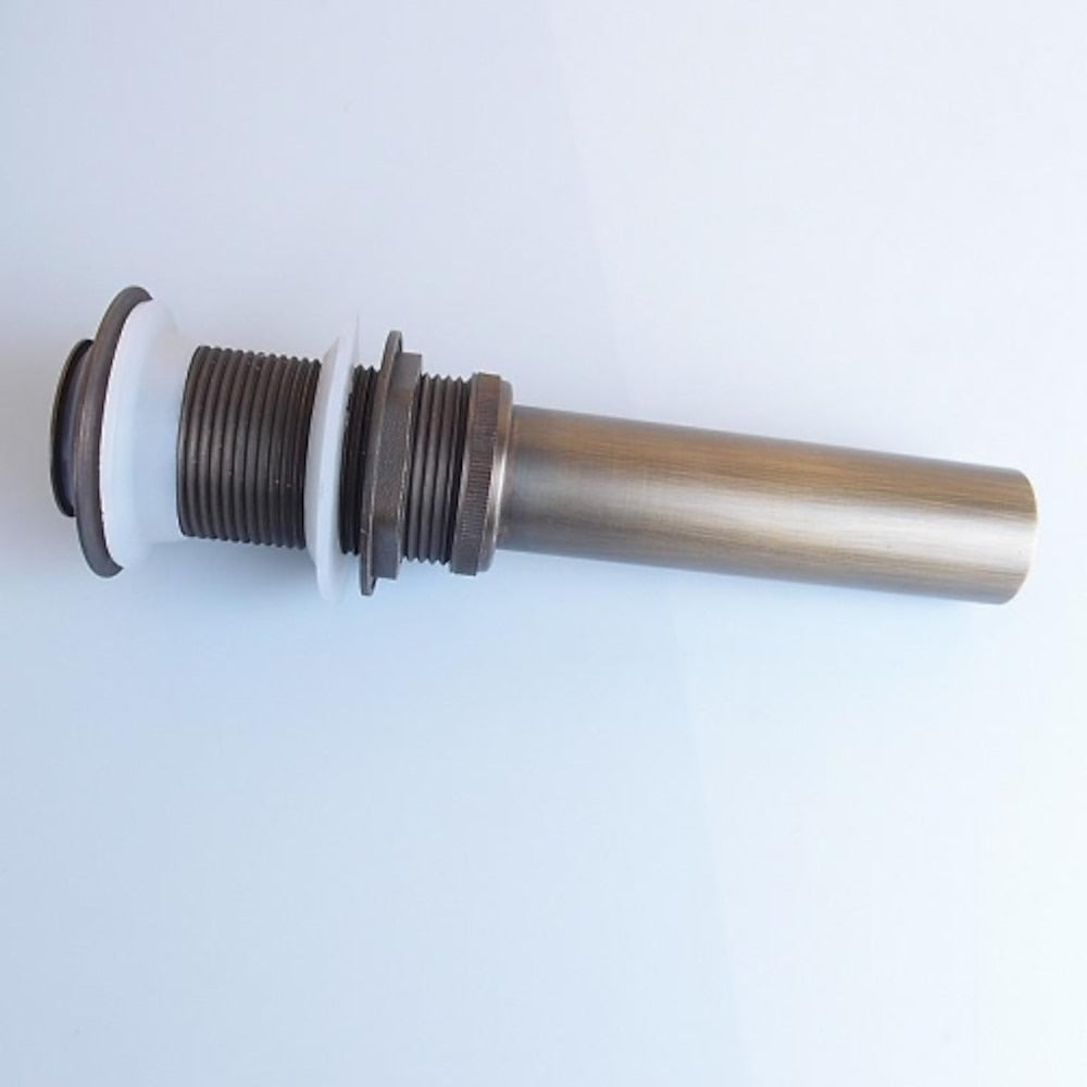 Antique Brass Non-Overflow Pop-Up Bathroom Sink Drain, Solid Brass Vanity Basin Drain Assembly