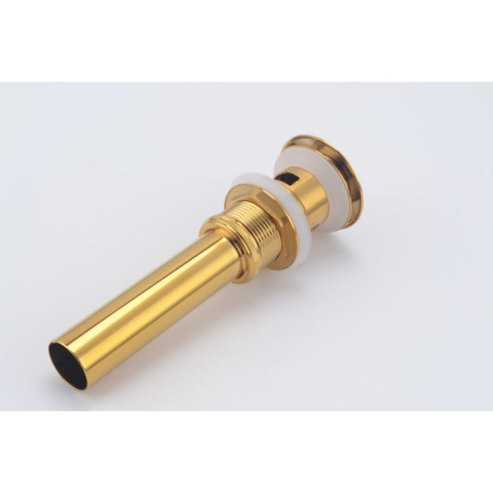 Polished Gold Contemporary Brass Sink Drain, Pop-Up Basin Drain with Overflow