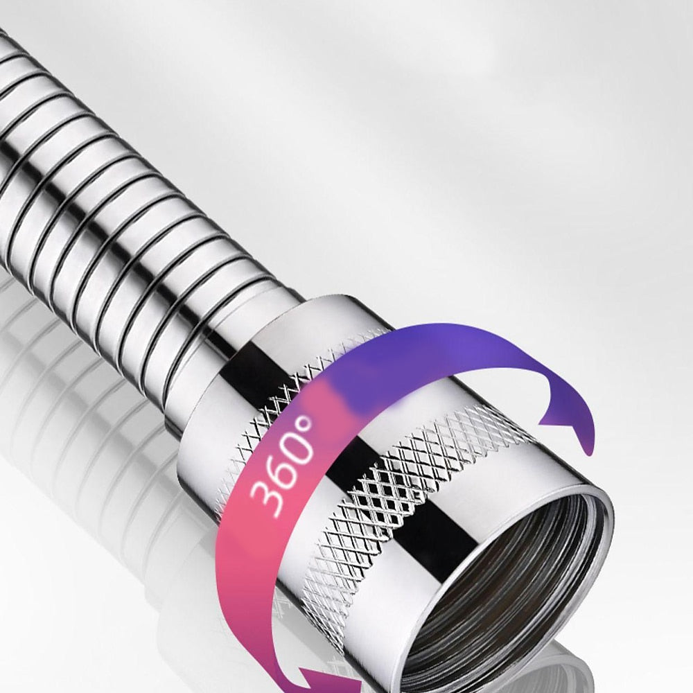 Kink-Free Flexible Handheld Shower Hose, 360-Degree Swivel Replacement Shower Tube, Chrome / Matte Black / Matte White / Stainless Steel