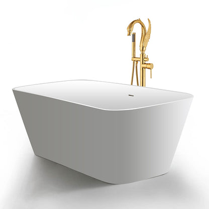 Swan-Design Freestanding Tub Filler Faucet, Single-Handle Bathroom Bathtub Faucet with Handheld Shower, Chrome / Polished Gold / Matte Black