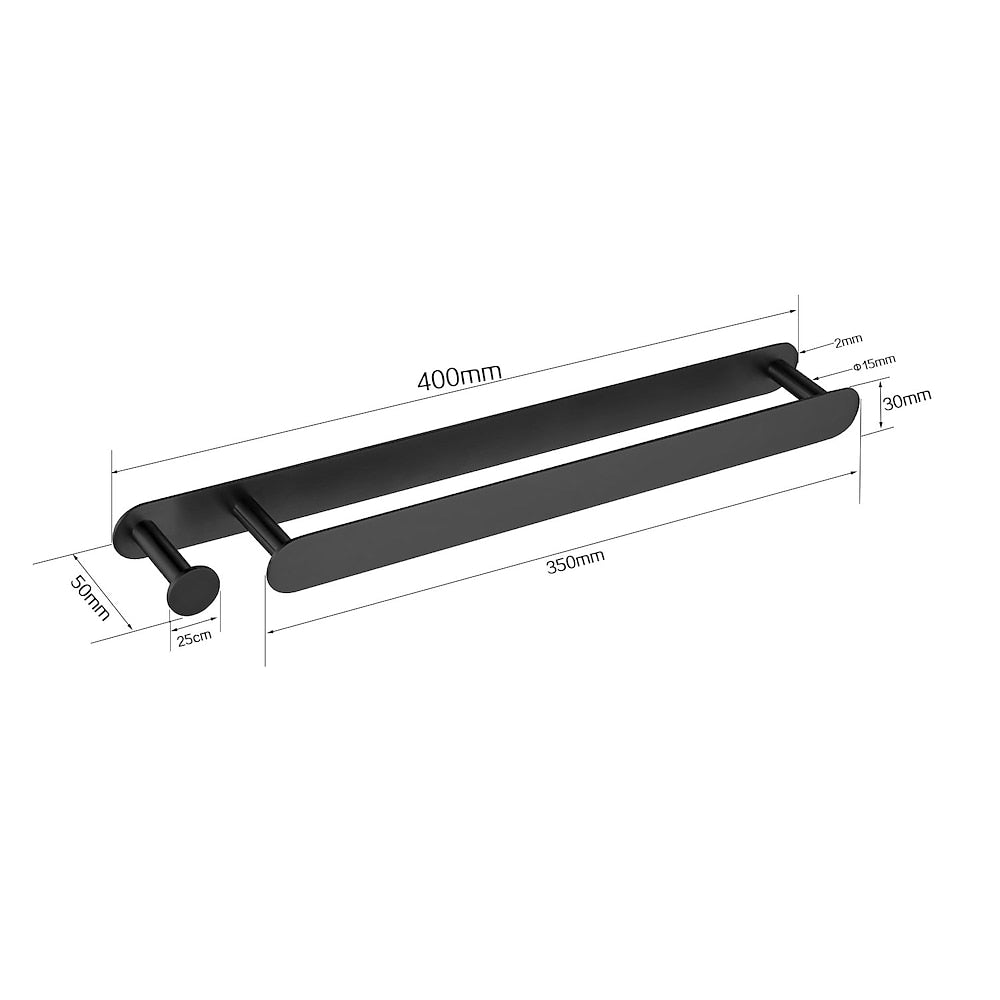 Self-Adhesive SUS304 Stainless Steel Towel Bar, Wall-Mounted No-Drill Towel Holder with Hook, Matte Black / Chrome / Brushed Nickel