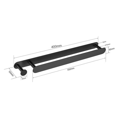 Self-Adhesive SUS304 Stainless Steel Towel Bar, Wall-Mounted No-Drill Towel Holder with Hook, Matte Black / Chrome / Brushed Nickel