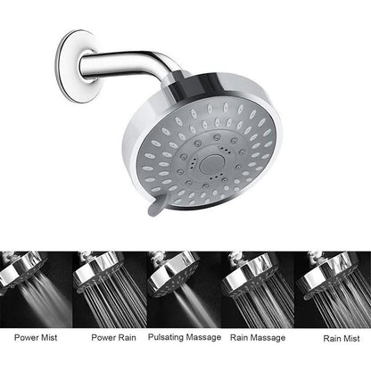 Multi-Spray Mode Rainfall Shower Head, Swivel Wall-Mount ABS Shower Head, Matte Black / Chrome