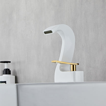 Waterfall Single-Hole Bathroom Faucet, Single-Handle Brass Faucet