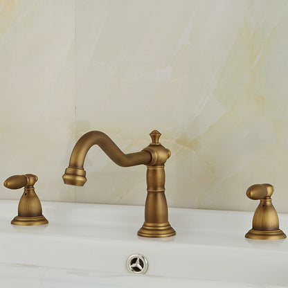 Vintage Widespread Bathroom Faucet, Double Handle Swivel Spout Faucet, Brushed Gold / Antique Brass / Matte Black / Chrome