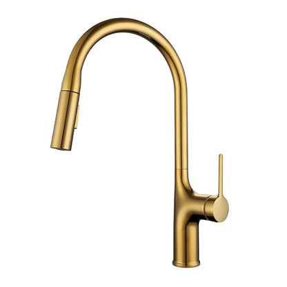Modern Pull-Down Kitchen Faucet, Single-Handle High Arc Faucet, Matte Black / Chrome / Brushed Gold