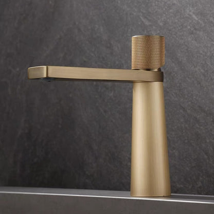 Antique Brass Single-Hole Vessel Sink Faucet, Single Handle Waterfall Bathroom Faucet