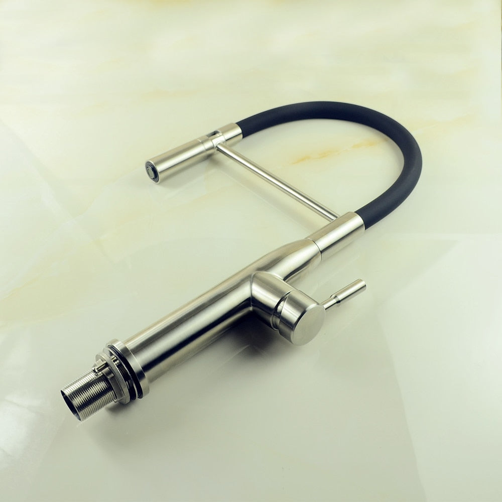 High-Arc Brushed Nickel Pull-Down Kitchen Faucet, Single-Handle Stainless Steel Faucet