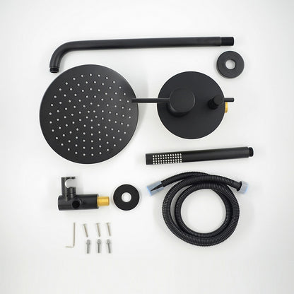 Rainfall Matte Black Wall-Mounted Shower System, Single-Handle Faucet with Handheld Shower