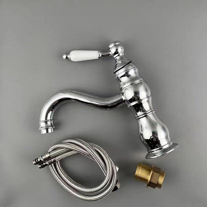 Vintage Single-Hole Bathroom Sink Faucet, Single-Handle Brass Faucet, Polished Gold / Chrome