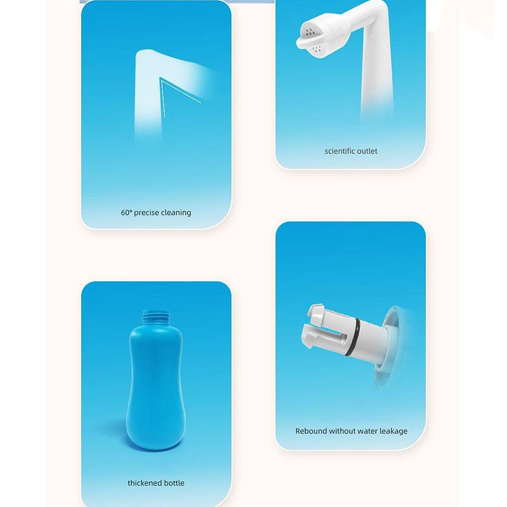 Squeeze Design EVA Portable Bidet Sprayer Bottle, Handheld Personal Hygiene Wash Bottle with Detachable Nozzles / Storage Bag