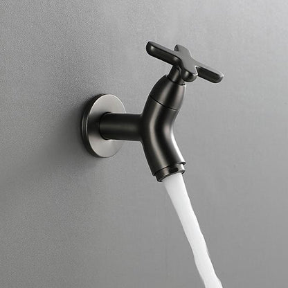 Modern Wall-Mount Bathroom Faucet, Single-Cold Brass Basin Faucet, Gunmetal / Chrome / Matte White