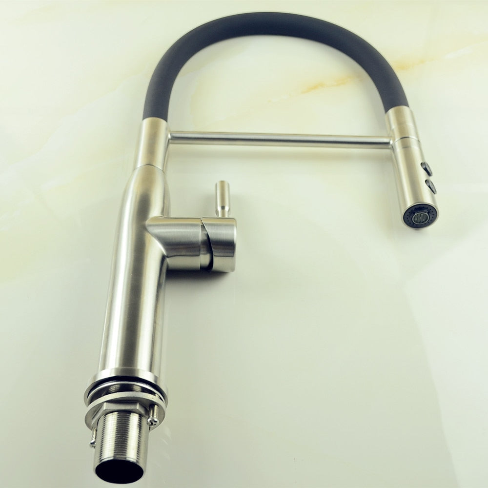 High-Arc Brushed Nickel Pull-Down Kitchen Faucet, Single-Handle Stainless Steel Faucet