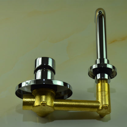 Chrome Wall-Mount Bathroom Sink Faucet, Single-Handle Brass Basin Faucet