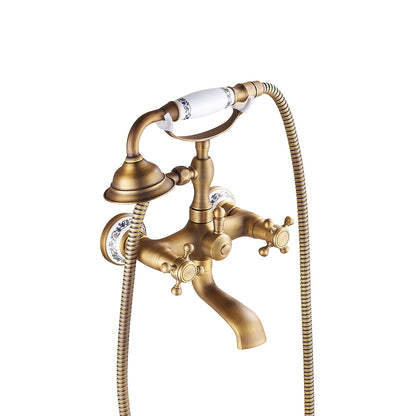 Vintage Telephone- Wall-Mount Tub Faucet, Brass Tub Faucet with Handheld Shower