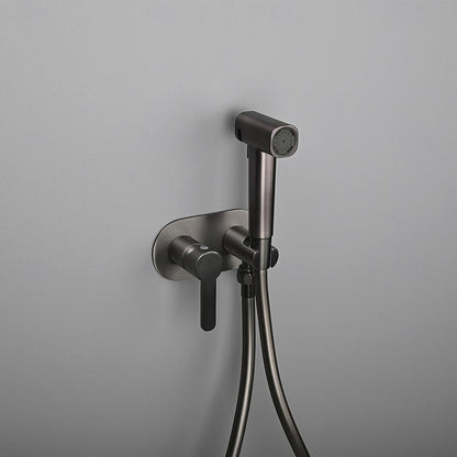 Wall-Mount Hot, Cold Bidet Sprayer Faucet, Modern Single-Handle Brass Valve Set, Gunmetal / Matte White / Matte Black / Chrome / Brushed Gold