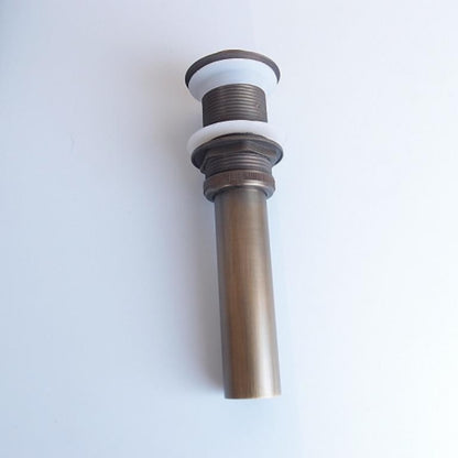 Antique Brass Non-Overflow Pop-Up Bathroom Sink Drain, Solid Brass Vanity Basin Drain Assembly