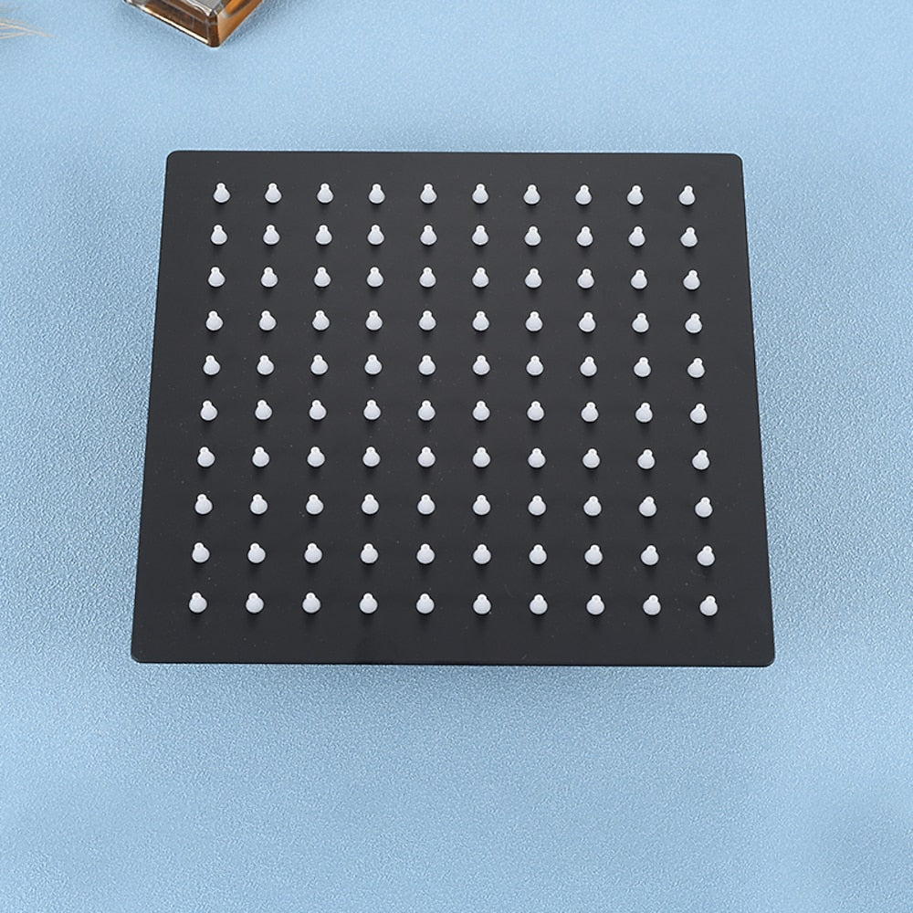Rainfall Matte Black Shower Head, Contemporary Stainless Steel Shower Head