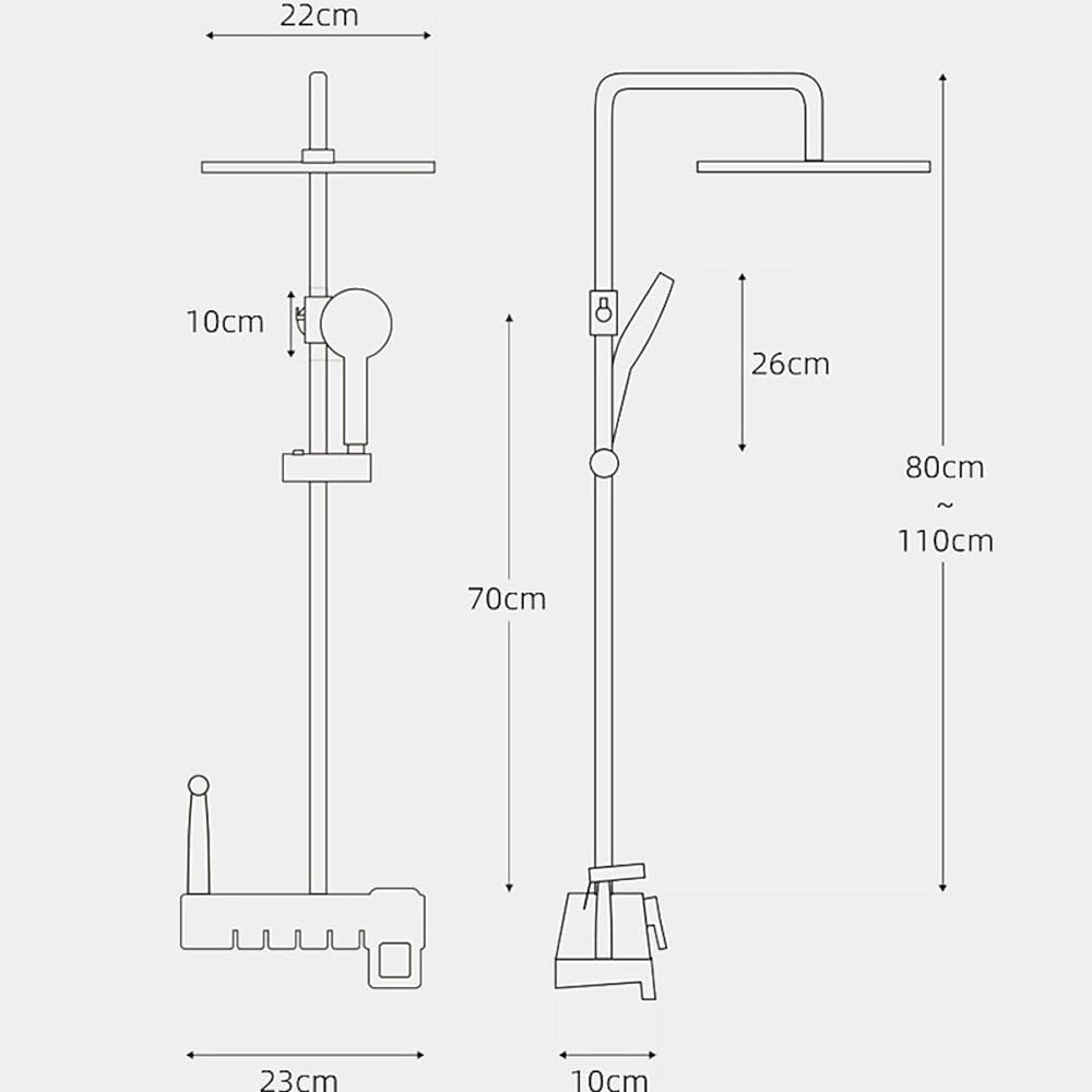 Modern Rainfall Tub Shower System, Wall-Mounted Exposed Shower Faucet with Handheld Spray