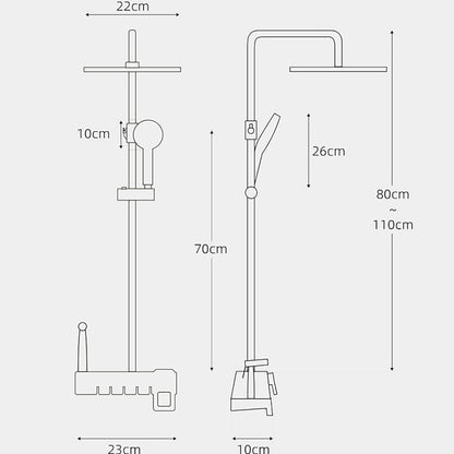 Modern Rainfall Tub Shower System, Wall-Mounted Exposed Shower Faucet with Handheld Spray