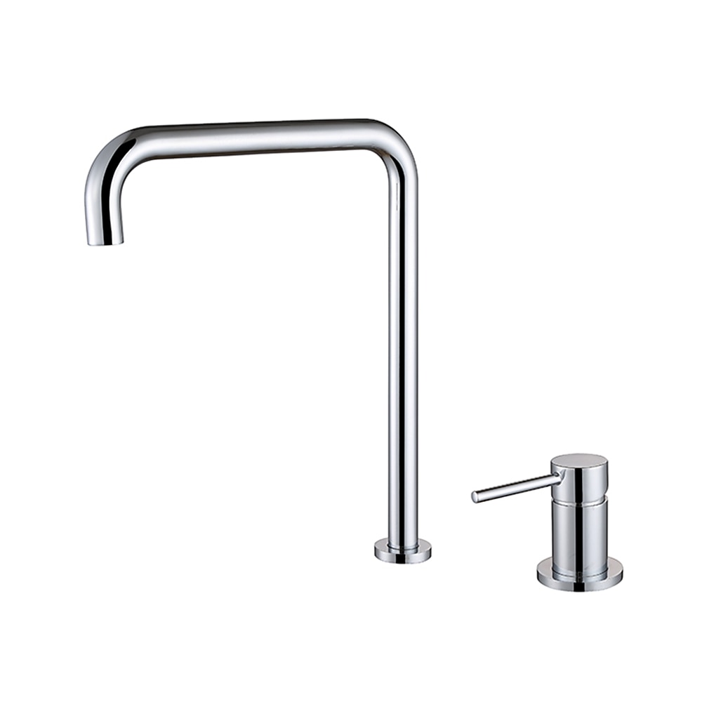 Modern High-Arc Brass Bathroom Faucet, 2-Hole Widespread Single-Handle Sink Faucet, Brushed Gold / Matte Black / Chrome