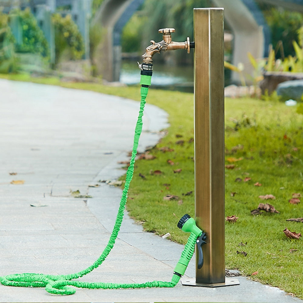 Retro Dragon Design Wall-Mount Outdoor Faucet, Single-Handle Brass Faucet, Antique Brass / Matte Black / Brushed Gold