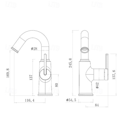Modern High-Arc Bathroom Faucet, Single-Handle Single-Hole Faucet, Multi- / Green / White / Yellow / Pink / Gray / Silver