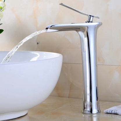 Waterfall Vessel Bathroom Faucet, Single-Handle Single-Hole Faucet
