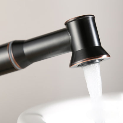 Pull-Out Spray Single-Hole Faucet, Single-Handle Brass Vintage Bathroom Faucet, Matte Black / Oil-Rubbed Bronze / Antique Brass / Brushed Nickel