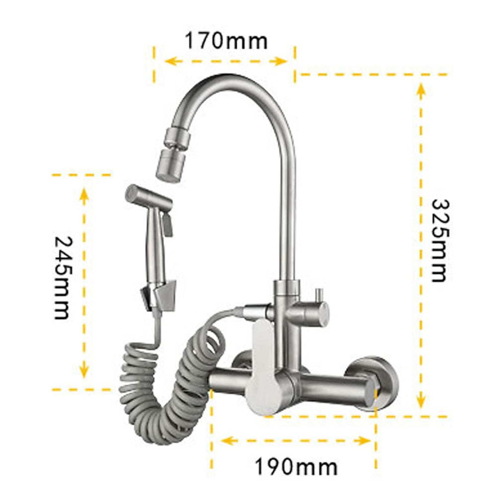 Lagomel single-handle wall-mount kitchen faucet, set in a Modern/Contemporary kitchen