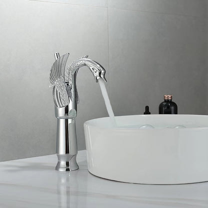 Vintage Swan Design Bathroom Faucet, Single-Hole Single-Handle Faucet, Antique Brass / Chrome / Polished Gold / Matte Black