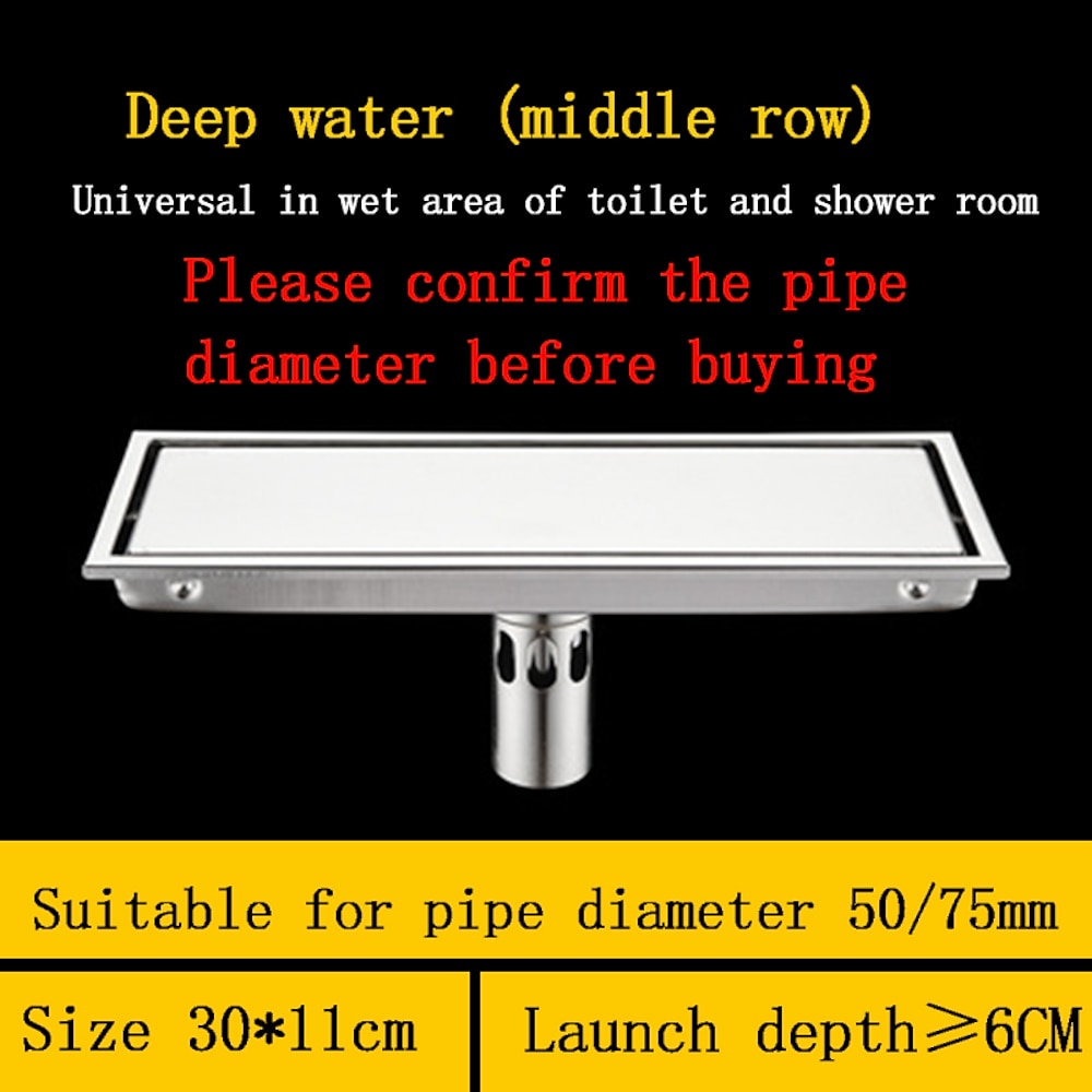 Stainless Steel Rectangular Linear Shower Floor Drain, Dual-Use Tile Insert Drain for Bathroom
